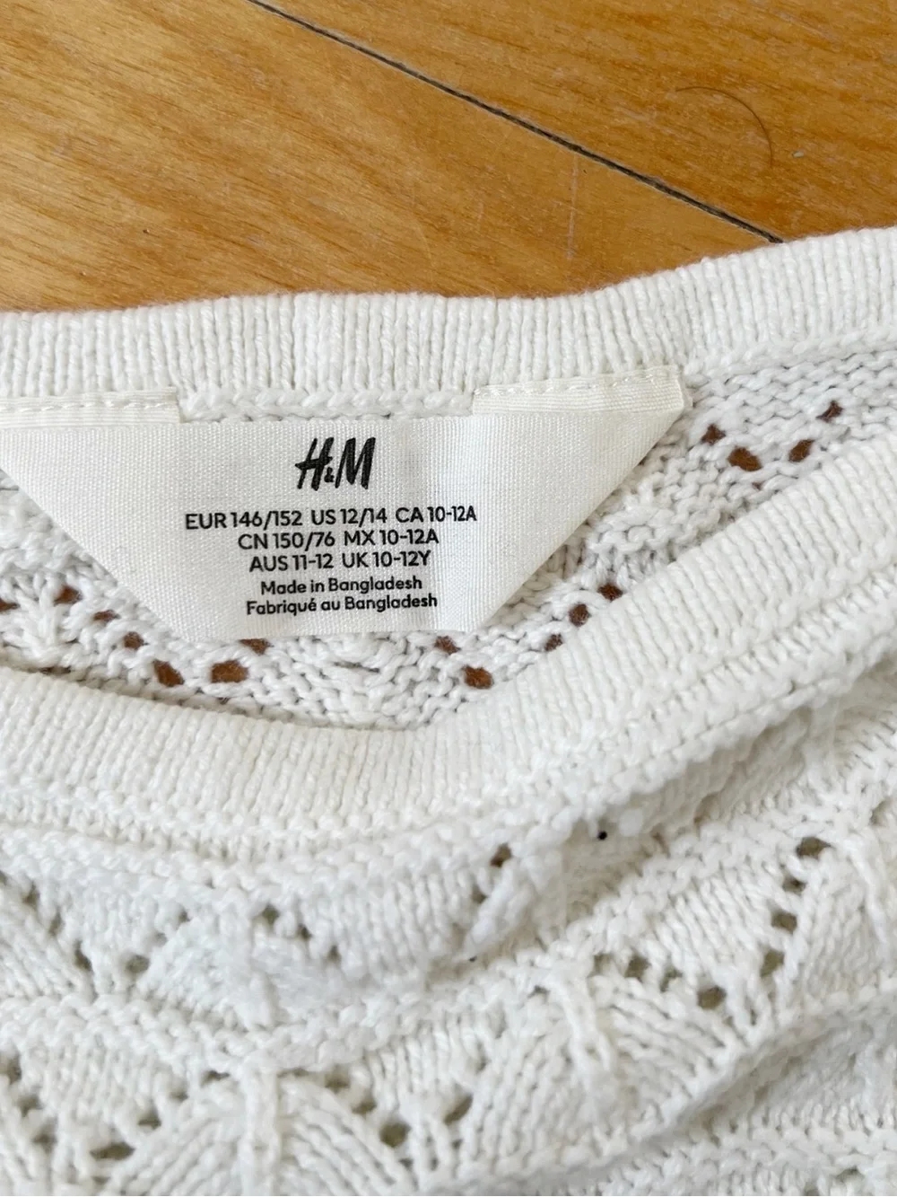 H&M Girls White Knit Cropped Tank Top - 12/14